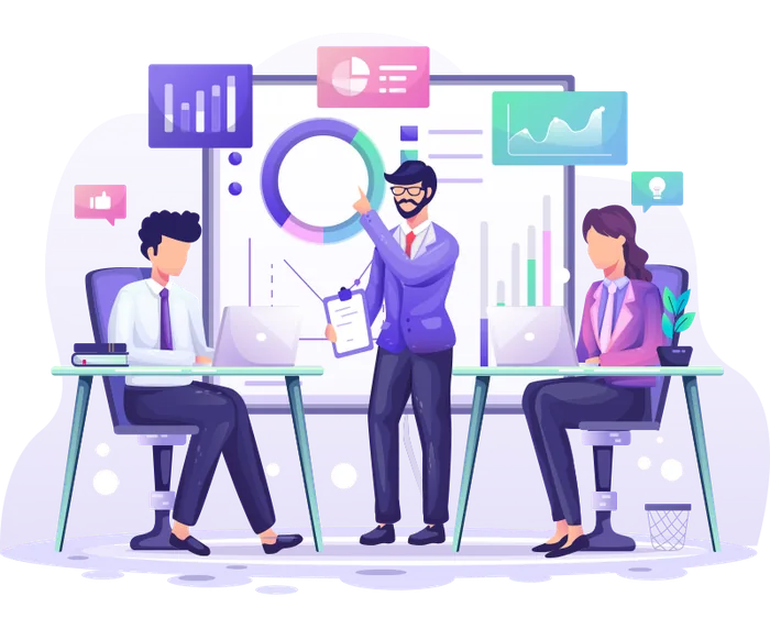 Illustration: Team optimiert Conversion-Kennzahlen