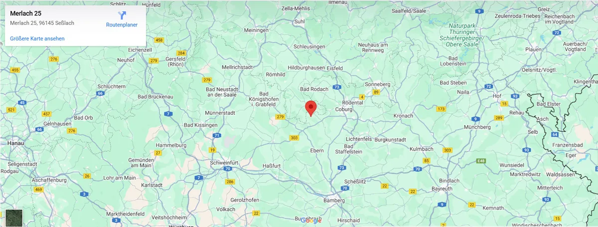 Kartenausschnitt mit dem Standort Merlach bei Seßlach