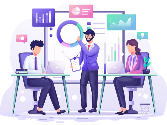 Illustration: Planung einer Marketing-Strategie mit Zahlen
